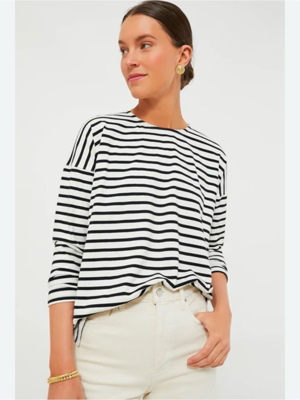 Tuckernuck Kanye Black and White Striped Long Sleeve Tee medium